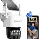 Reobiux 4G LTE Cellular Solar Security Cameras Wireless Outdoor, No WiFi Security Camera, 360 Live View, 2K Color Night Vision, PIR Detection, 2-Way Audio, Motion Alert, IP66, Built in SIM