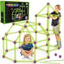 Glow In The Dark Fort Building Kit for Kids,STEM Construction Toys, Educational Gift for 4 5 6 7 8 9 10 11 12 Years Old Boys and Girls,Ultimate Creative Set for Indoor & Outdoors Activity,140 Pcs