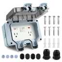 Delgada Outdoor Electrical Outlet with Switch and LED Indicator 15A 110-250V Waterproof Power Socket Box Outside Plug Receptacle with Cable Glands for Garden Parking Lot Lawn Courtyard