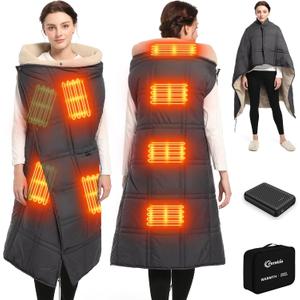 FERNIDA Heated Blanket Battery Operated, Cordless Heated Blanket with Rechargeable Battery Pack, 59" x 47" Wearable Portable Electric Heating Blanket for Camping Home Car