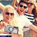 ZTOFERA Clear Magnetic Case for Samsung Galaxy S23 Plus 5G with Gradient Glitter Peice(2 in 1), Luxury Plating Cute Transparent Bling Sparke Case for Women Girls,Shockproof TPU Protector Cover-Black