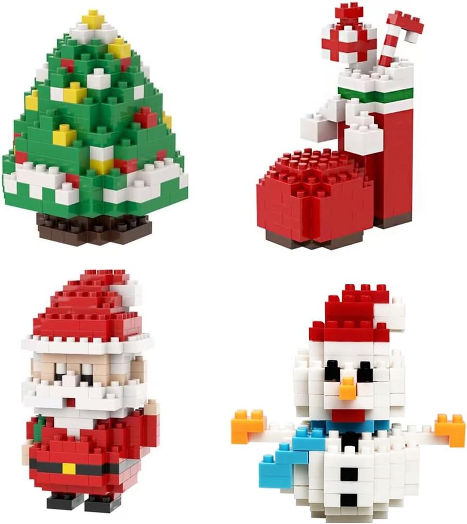 Anditoy 4 Pack Christmas Building Block Toys for Kids Boys Girls Teens Christmas Stocking Stuffers Gifts Party Favors