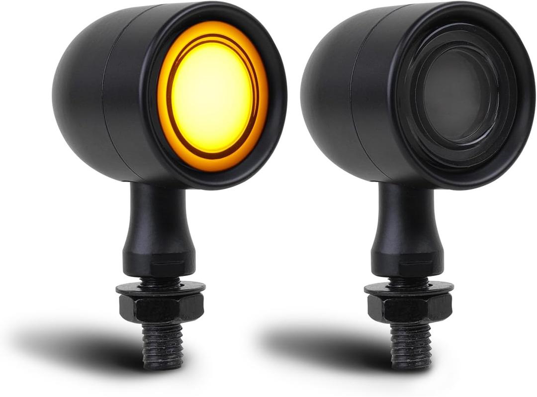 DREAMIZER Motorcycle Led Turn Signal Lights 2pcs,Bullet Blinker Motorcycle Front Rear Lights W/Running Light Universal Compatible with Harley Honda Suzuki Triumph Yamaha Bobber Cafe Racer Chopper