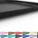 Silicone Pet Feeding Mat with Raised Edge for Food and Water, Dog Bowl Mats, Cat Bowls Placemat with High Lip for Floor Waterproof, Rubber Tray for Cats and Dogs 24 x 16 x0.8 Black