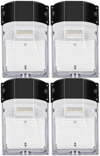 hykolity Update 30W LED Wall Pack Light with Photocell, 3450LM 5000K Daylight Dusk to Dawn 120V LED Outdoor Wall Mount Light, 150-250W MH/HPS Replacement, Waterproof Security Lighting-4 Pack
