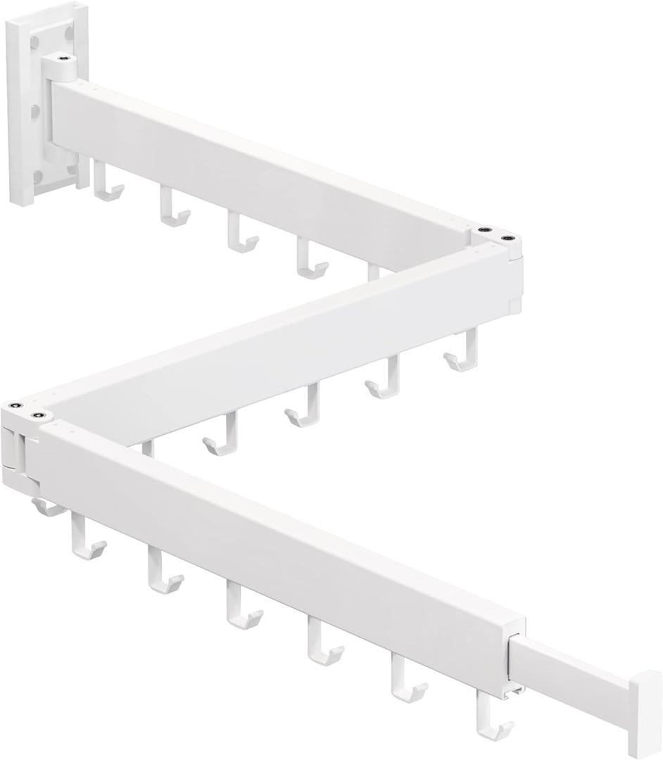 Clothes Drying Rack Wall Mounted, Drying Rack Clothing, Laundry Drying Rack Wall Mount, Collapsible Drying Racks for Laundry, Retractable, Foldable, Clothes Hanger Rack, Clothes Dryer Rack, White Color