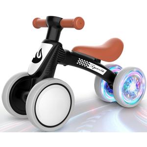Colorful Lighting Baby Balance Bike Toys for 1 Year Old Boy Gifts, 10-36 Month Toddler Balance Bike, No Pedal 4 Silence Wheels & Soft Seat First Bike, One Year Old Boy Birthday Gift (Black)