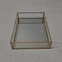 Sooyee Rectangle Mirror Decorative Tray, Gold can Hold Perfume, Jewelry, Cosmetics, Makeup, Magazine and More, for Vanity,Dresser,Bathroom,Bedroom(12x8)