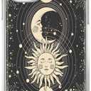 Black Celestial Sun Moon and Star Case for iPhone 15,Magic Boho Illustration Pattern,Trendy Soft TPU Bumper Case for iPhone 15