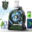Camping Fan with Mister Rechargeable | Long Lasting Portable Battery Powered Water Misting Fan Table Fan 14000mAh | 26000mAh | RGB Lights, Timer, Power Supply - For Outdoor & Emergencies