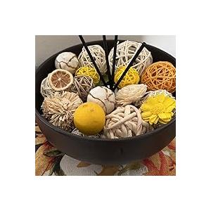 Qingbei Rina Black Decorative Balls for Bowls,Assorted Vase Filler for Centerpieces,Wicker Rattan Balls Decorative Orbs Woven Spheres,Spring Bowl Fillers for Home Decor Wedding
