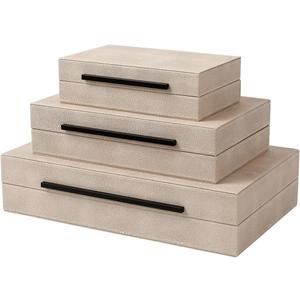 REEMTOO Decorative Boxes with Lids, Set of 3 Faux Leather Decorative Box, Large Modern Nesting Storage Decorative Boxes with Lids for Home Decor, Jewelry Boxes, Photo Boxes, Organizer Box (Ivory)