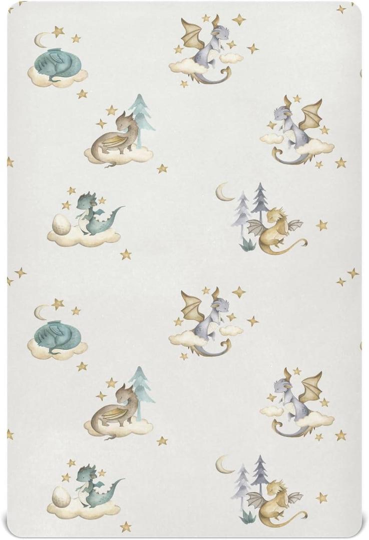 crib sheets for boys Dragon Baby toddler baby girl sheets for crib,neutral mini crib Nursery mattress sheets fitted,crib mattress Soft & Breathable 52 * 28 * 9In (Color 15)