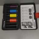 BILITOOLS 1/2 inch Drive Impact Lug Nut Socket Set, 15 17 19 21 22 MM Non-Marring Thin Wall Wheel Protector Nut Socket