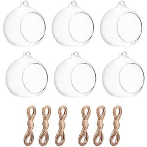 Hanging Candle Holder, Globe Tea Light Holder, Hanging Vase, Terrarium, Orbs Container, Micro Landscape DIY for Home, Office, Wedding (3.15" 6Pcs)
