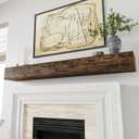 FINOSEN 72inch Fireplace Mantel Shelf with Hidden Storage MDF Wood Wall-Mounted Shelf, Farmhouse Floating Mantel for Fireplace or Living Room, DIY Assembly Required,Brown (72Lx8Dx7H)