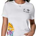 SweatyRocks Women's Short Sleeve Oversized T-Shirt Cute Bear Graphic Tees Crewneck Summer Tops (White, S)