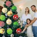 Soulchen 12 Pcs 9 Inch Large Christmas Tree Picks Ornaments 2D Cardboard Red Green Gold Christmas Ball Shaped Decorations Giant Xmas Tree Ornaments for Xmas Vase Fillers Wreath Crafts Decor