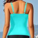 Aqua Eve Tankini Tops for Women Swimwear Top Only Tummy Control Bathing Suit Top No Bottom (Blue, L)