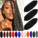 Afro Twist Hair 16 Inch 3 Packs Pre-Separated Afro Springy Twist Hair for Locs Crochet Hair Black Marley Twist Braiding Hair Extension (16Inch, 3Packs, 1B#)