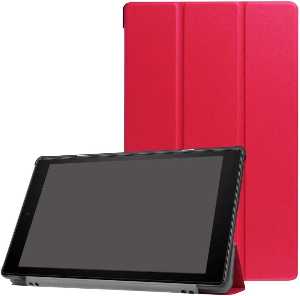 for Amazon All-New Kindle Fire HD10 7th 9th Generation Smart Cover, Ultra Slim Folio Stand Auto Sleep/Wake Up Leather Case for All New Fire HD 10 (2017 2019 Release) 10.1 inch (2-Red)