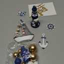 Nautical Cake Topper Ship Lighthouse Blue White Ball Cake Toppers Seagulls Anchor Rudder Cake Decorations for Nautical Theme Birthday (Style 01)