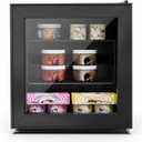 1.1 Cu Ft Mini Freezer Display Freezer with LED Light 2 Removable Shelves 7 Temperature Settings -8°F to 14°F Perfect for Liquor and Ice Cream