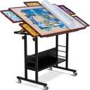 Becko US 1500 Piece Tilting Puzzle Table with 5 Drawers & Cover, Adjustable Puzzle Board with 5 Tilt Angle & Height Adjustment, Portable Jigsaw Tables for Adults, Easy to Move, for 1500 Piece Puzzles
