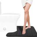 Yimobra Memory Foam Toilet Bath Mat U-Shaped, Soft and Comfortable, Super Water Absorption, Non-Slip, Thick, Machine Wash and Easier to Dry for Bathroom Commode Contour Rug, 24 X 20 Inches, Black