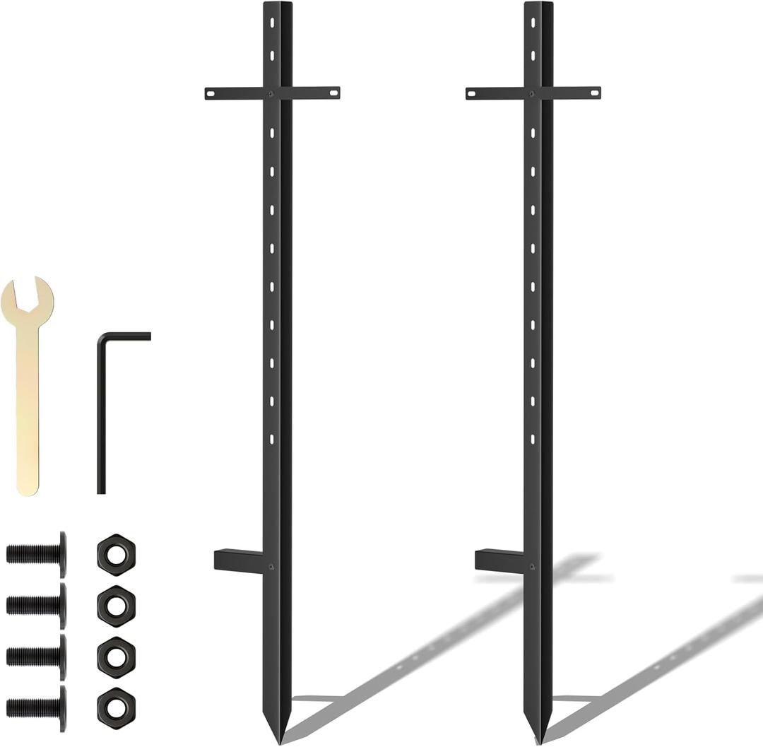 2 Pcs T-Bar Yard Sign Stakes, 46 Inches Heavy Duty Metal Stake Yard Sign Holder, Rust-Proof Metal Yard Sign Poles Holder for Outside, Parking Lot, Holiday, Graduation, Lawn, Bar, Garage, Sale Events