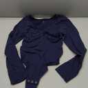 FeelinGirl Women's Long Sleeve Shapewear Bodysuit for Tummy Control Seamless Body Suits Thong V Neck Going Out Tops (Large)