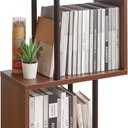 S-Shaped Side Table, 3-Tier End Table with Open Storage Shelves, Non-Slip Feet, Modern Style Nightstand, Narrow Side Table for Small Space Living Room Bedroom Light Walnut YD-ST003LW