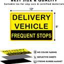 Magnetic Delivery Vehicle Frequent Stops Signs,Caution This Vehicle Makes Frequent Stops Magnet,Reflective Magnetic Safety Warning Sign Sticker for Carrier delivery Fleet Car Truck Van Flex Driver 2 pack (12X8") (yellow)