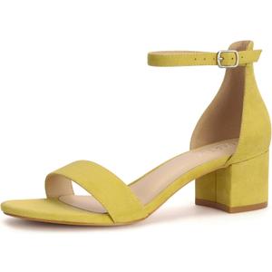 PARTY Women's Open Toe Ankle Strap Low Block Chunky Heels Sandals 5.5