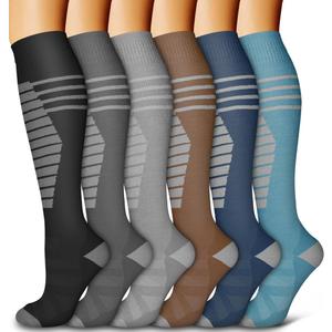 6 Pack Copper Compression Socks for Women and Men Circulation-Best Support for Medical,Running,Nursing,Athletic L/XL