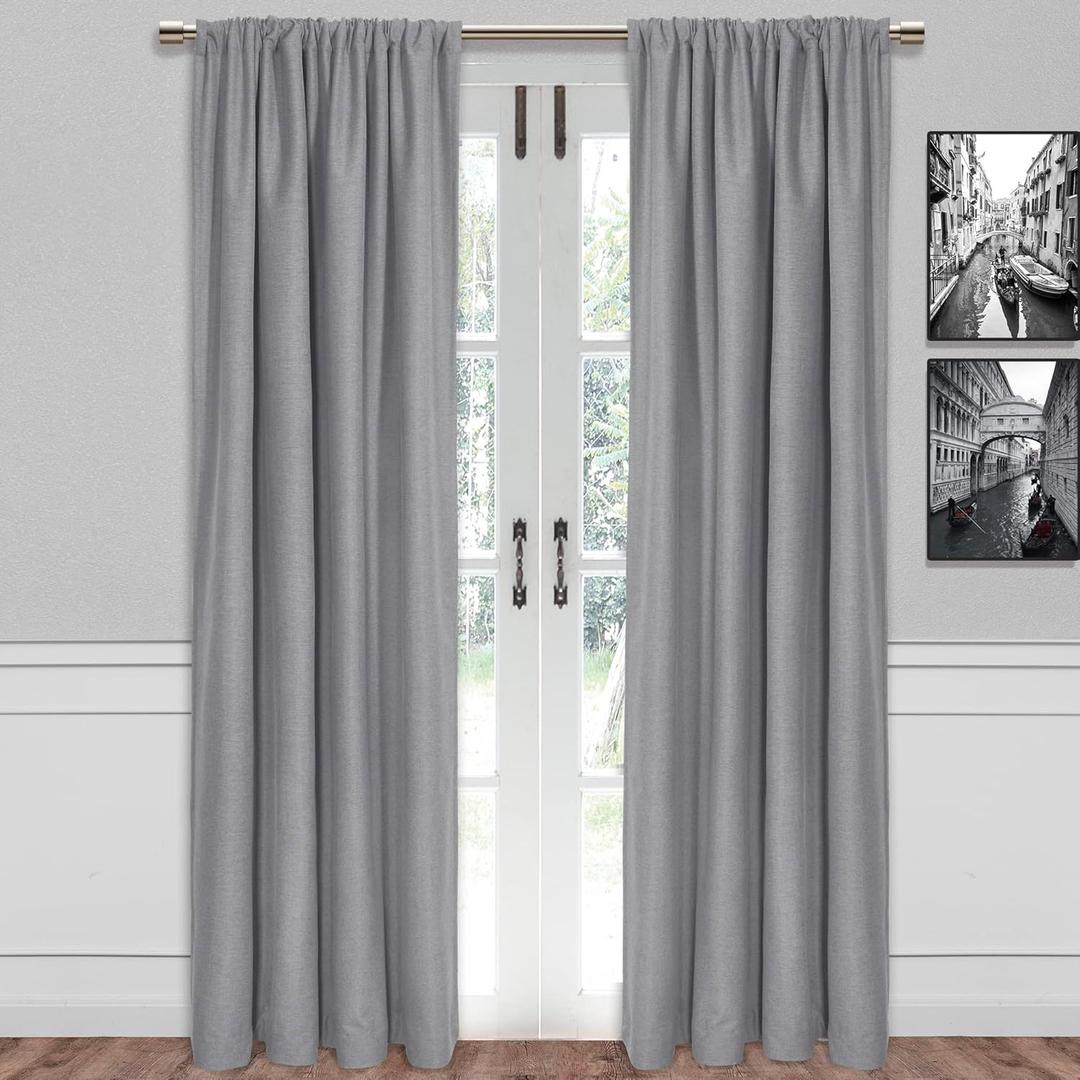 SUNBLK Rod Pocket Back Tab Panel, 52x84 in, Gray