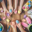 Beeveer 50 Pcs Plastic Easter Eggs Bulk for Easter Hunt 1.6 x 2.4 Inch Colorful Hanging Plastic Eggs for Basket Fillers Party Favor DIY Crafts Decoration(Lovely Color)