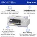 Brother INKvestment 4355 Wireless Color Inkjet All-in-One Printer with 1.8 Color Display and Manual Feed Slot | Includes Refresh Subscription Trial(1) (MFC-J4355DW)