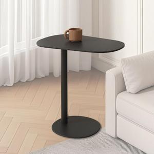 Metal C Shaped Side Table, Modern C Shaped End Table for Sofa/Bed, Small Iron Couch Tables that Slide Under, Slim Coffee Snack Tv Trays for Bedroom Living Room Bathroom (27.6" H, Black), 13.8" x 19.7" x 24.8"