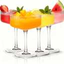 4 Pcs Ribbed Coupe Glasses, 10 oz Large Vintage Martini Glass Set, Unique Margarita Glass, Classic Cocktail Galssware, Ribbed Bar Drinking Glasses Set for Cocktail, Wine, Champagne, Espresso & Gift