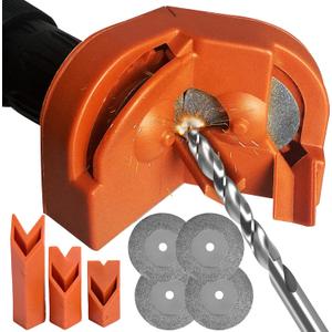 Drill Bit Sharpener,Portable Drill Bit Sharpener,Multipurpose Drill Bit Grinding Sharpener with 4 Grinding Wheels for All Bits(5/64''- 5/8''),Afilador De Brocas,Knife Sharpener Tool (Orange)