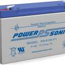 Power Sonic PS-6100 Rechargeable Sealed Lead Acid Battery 6V 12AH for General Purpose, Medical, Emergency Lighting, Fire and Security with F1 Terminals