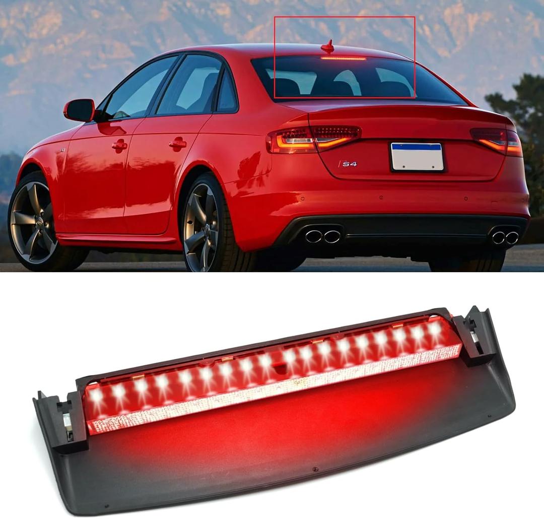 Center Brake Light Assembly Compatible with Audi A4/A4 Quattro 2009-2015,S4 2010-2015,Third Brake Light with 18 Smal Red Lamp Bulbs,Center High Mount Stop Lamp Replacement for 8K5945097