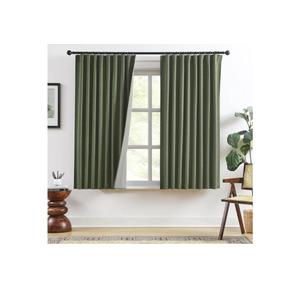 )
RAIN CITY Dark Olive Green Blackout Curtains Linen 63 Inches Long 2 Panels Set, Back Tab Pleated Look Thermal Insulated Curtains & Drapes for Living Room - Loden/Olive Forest W50 x L63