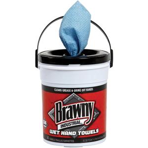 Georgia-Pacific Brawny Professional Disposable Wet Hand Cleaning Towel by GP PRO (Georgia-Pacific), 21501, Blue, 84 Towels Per Bucket, 6 Buckets Per Case, Towel (WxL) 8.6" x 12.2"