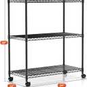 Simple Deluxe Shelving Unit - 3 Tier Shelf for Garage Storage, Black, 24.02" W x 13.78" D x 29.92" H, 750 Lbs Capacity, Adjustable Shelves, Leveling Feet, Caster Wheels for Easy Mobility,Black