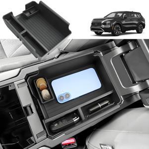 Coleya 2025 2026 Outlander Center Console Organizer for Mitsubishi Outlander (ES/SE/SEL/Platinum/Taril Edition), Durable ABS Plastic&AntiSlip Rubber Armrest Tray Insert 2025 Outlander Accessories