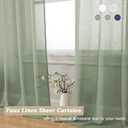 Aiyufeng Sage Green Sheer Curtains 45 Inch Length 2 Panels, Short Linen Curtains for Kitchen, Small Window Curtains Window Treatment Privacy with Light Filtering for Bathroom, Each 30Wx45L Inch, Green