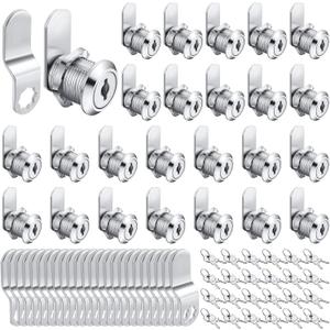 Kenning 24 Sets Cabinet Locks with Keys for Secure Drawer Mailbox RV Storage Box Replacement Lock, Zinc Alloy(3/4''Cylinder Length, 0.5'' Max Panel Thickness)