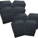 96 Pack Acoustic Foam Panel Wedge Studio Soundproofing Wall Tiles Black 12" X 12" X 1"